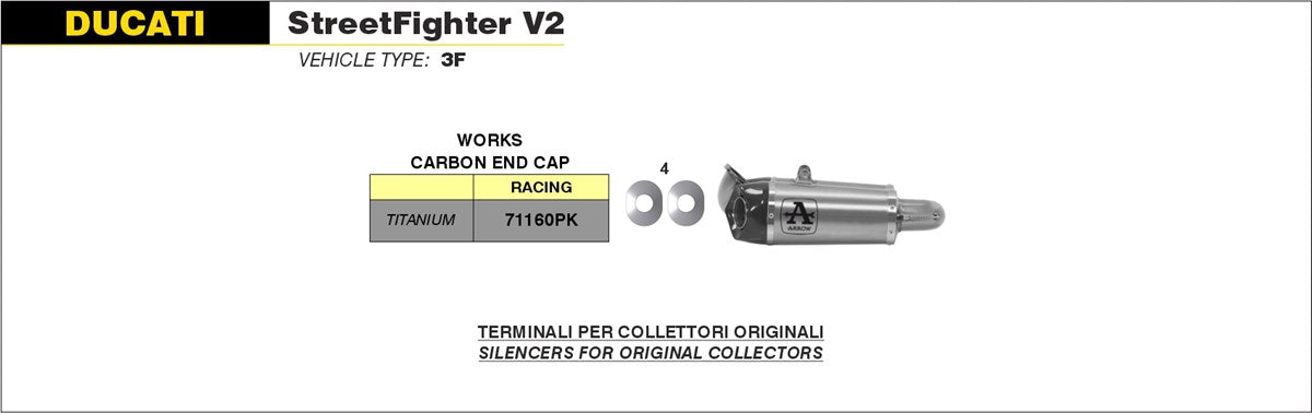 ARROW WORKS TITANIUM EXHAUST - STAINLESS STEEL LINK PIPES - STREETFIGHTER V2 (2020-2024)