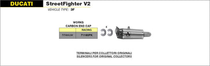 ARROW WORKS TITANIUM EXHAUST - STAINLESS STEEL LINK PIPES - STREETFIGHTER V2 (2020-2024)